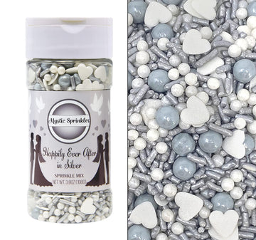 Mystic Sprinkles Wedding/Bridal Sprinkles Mixes (Happily Ever After in Silver Sprinkle Mix 3.8oz)