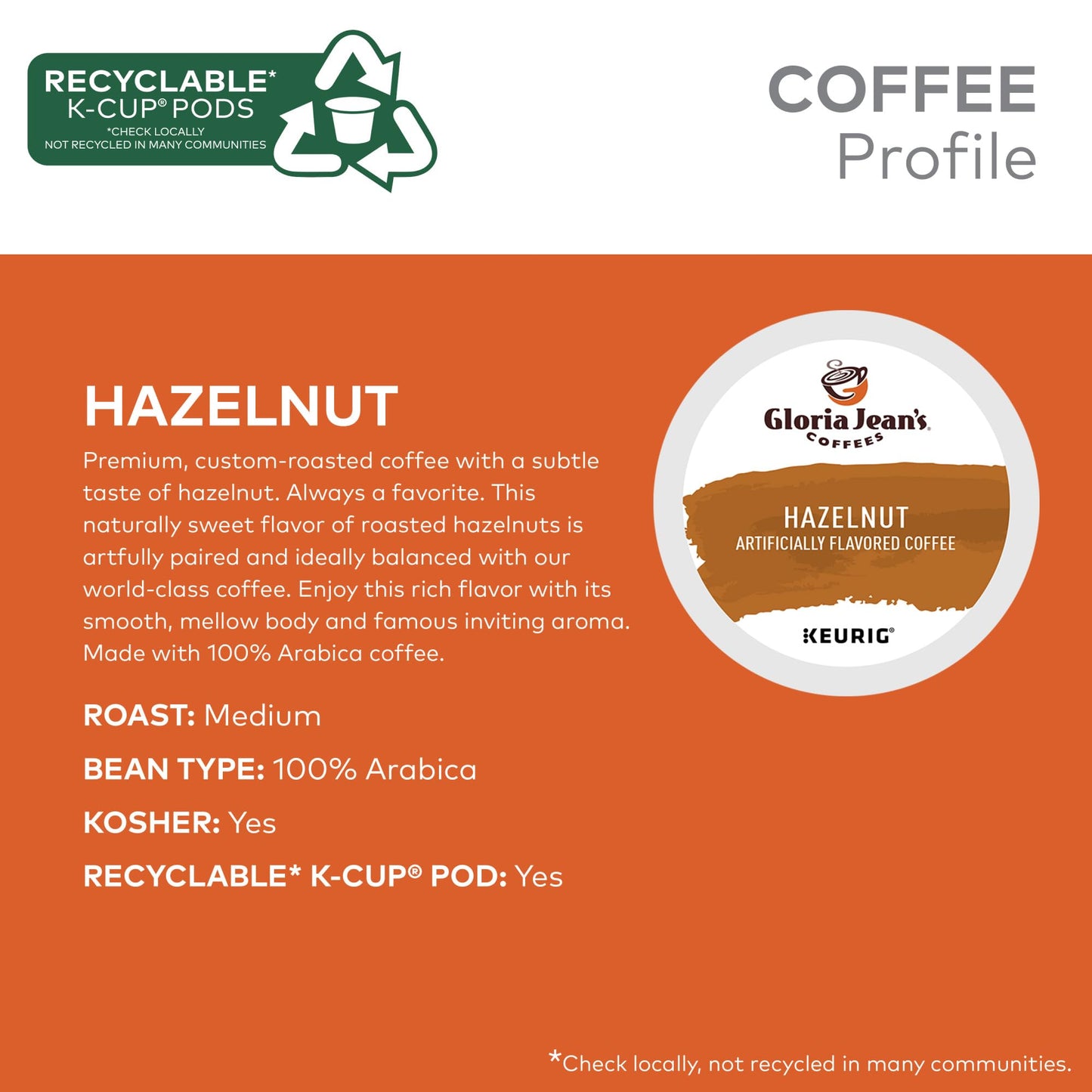 Gloria Jean'S Hazelnut Keurig Single-Serve K-Cup Pods, Medium Roast Coffee, 60 Count (6 Packs Of 10)