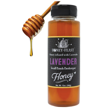 Honey Feast Organic Lavender Honey 12Oz Gourmet Flavored Honey Perfect For Tea, Cooking  Baking Florida Beekeeper-Bottled