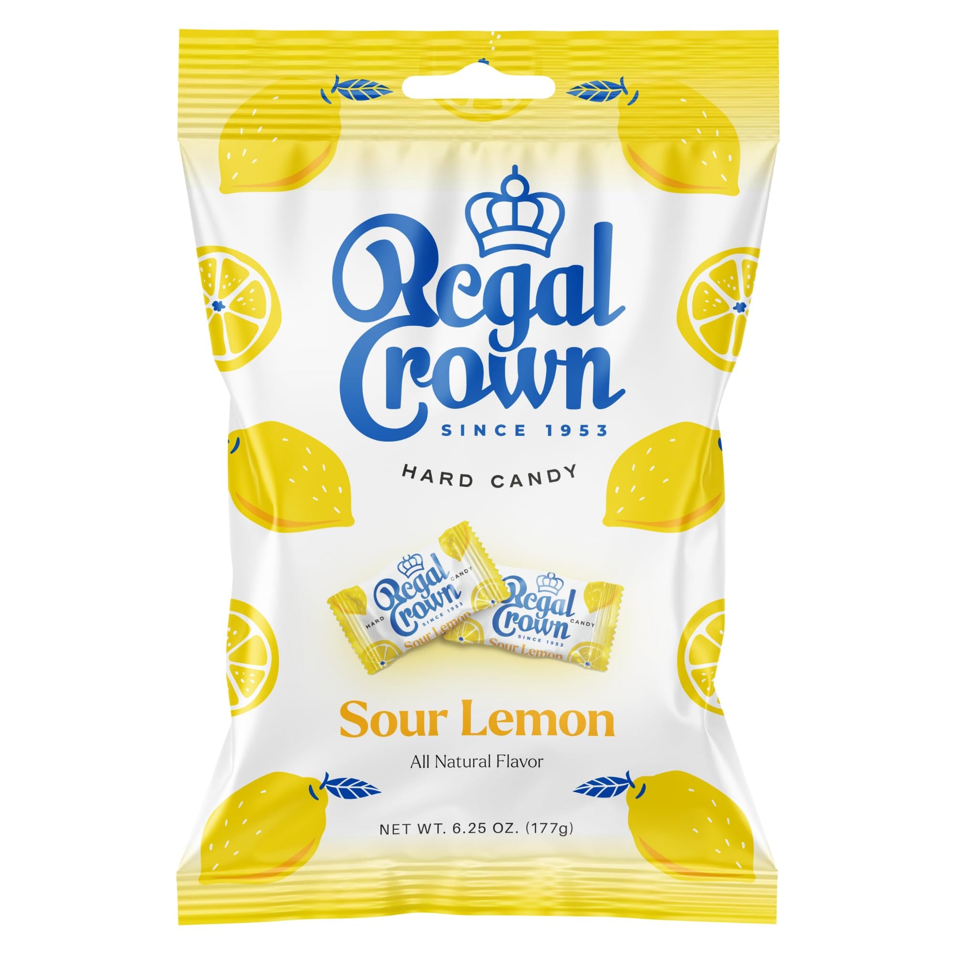 Regal Crown Sour Lemon Hard Candy | Old Fashioned Sour Lemon Candy | Traditional Lemon Candy Brought To You By Iconic Candy | 6.