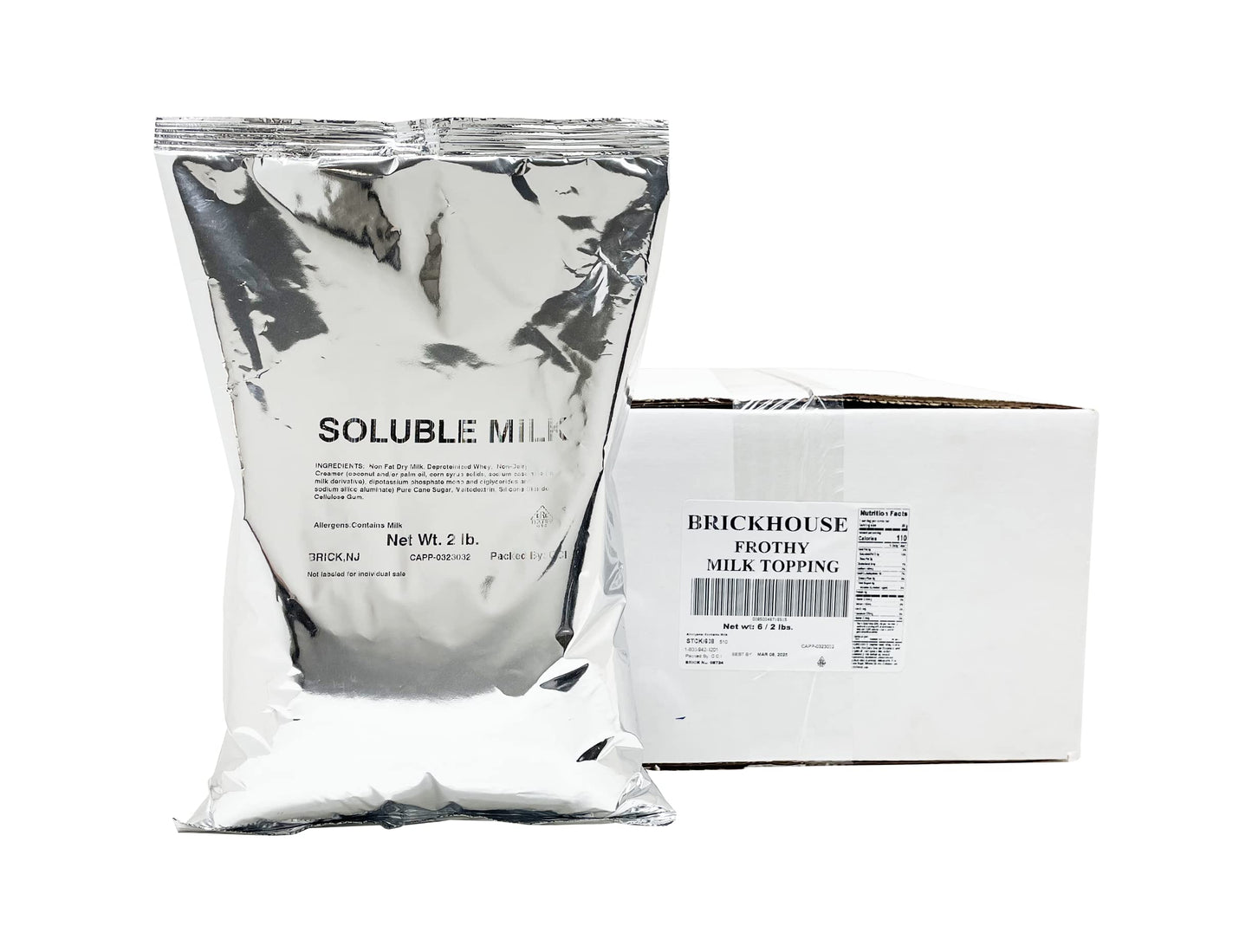Brickhouse Frothy Milk Topping Mix - Soluble Milk Powder for Beverages, 32 oz (Pack of 6)