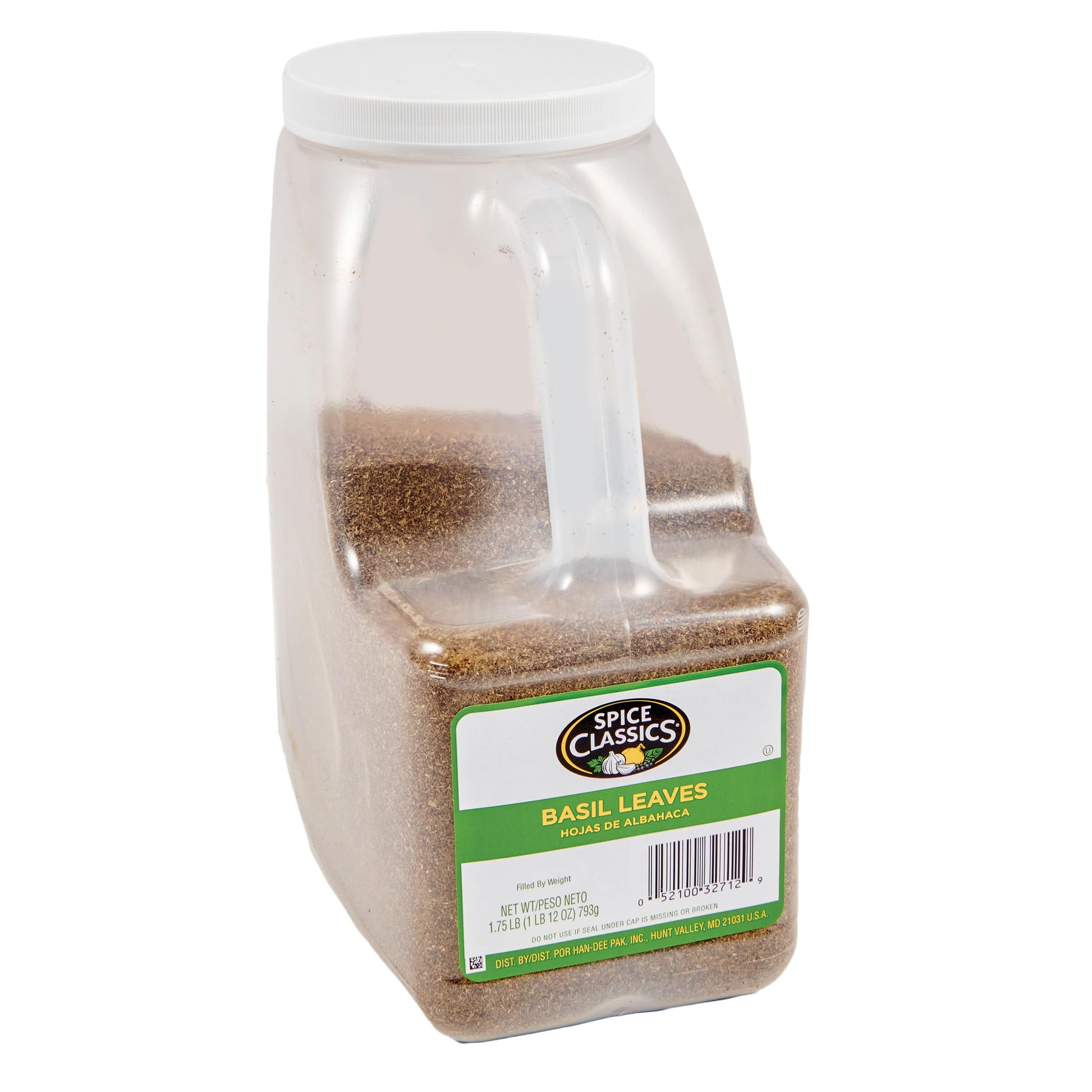 Spice Classics Dried Basil Leaves, 1.75 lb - One 1.75 Pound Container of Bulk Basil Seasoning for Back-of-House Use, Perfect Sub