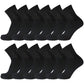 Big And Tall Diabetic Neuropathy Ankle Socks, King Size Mens Athletic Quarter Socks (Size: 13-16) (Black, 12)