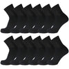 Big And Tall Diabetic Neuropathy Ankle Socks, King Size Mens Athletic Quarter Socks (Size: 13-16) (Black, 12)