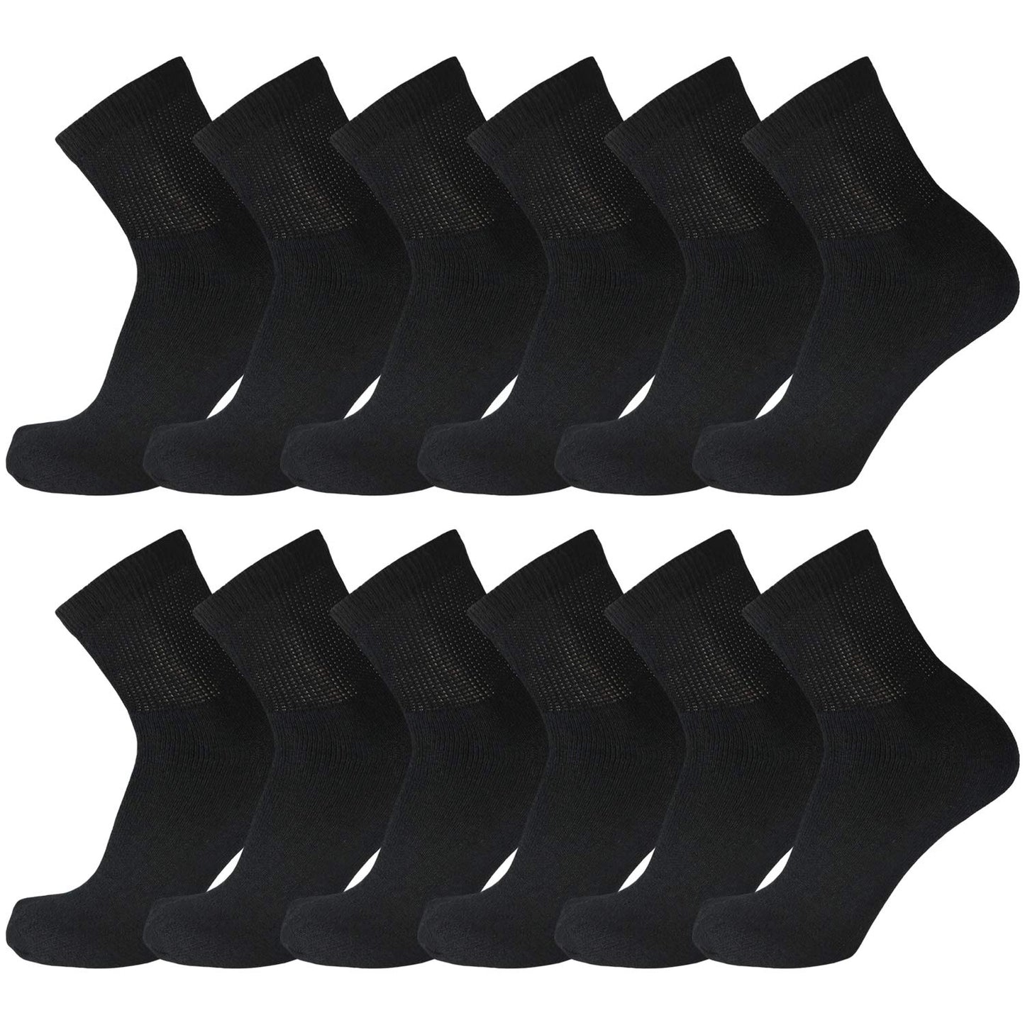 Big And Tall Diabetic Neuropathy Ankle Socks, King Size Mens Athletic Quarter Socks (Size: 13-16) (Black, 12)
