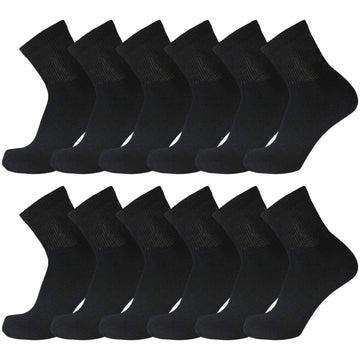 Big And Tall Diabetic Neuropathy Ankle Socks, King Size Mens Athletic Quarter Socks (Size: 13-16) (Black, 12)