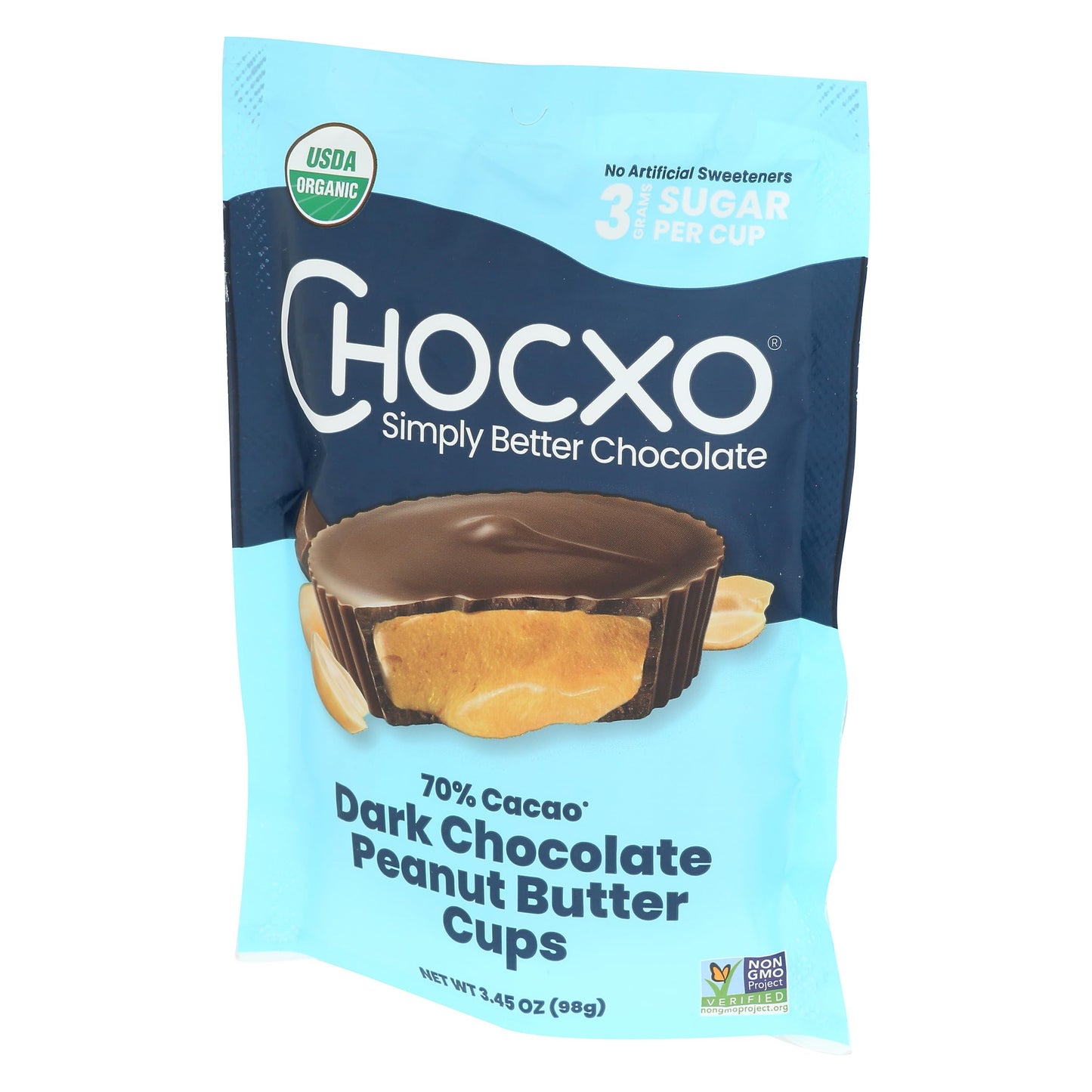 Chocxo Organic 70% Dark Chocolate Peanut Butter Cups, 3.45 Oz