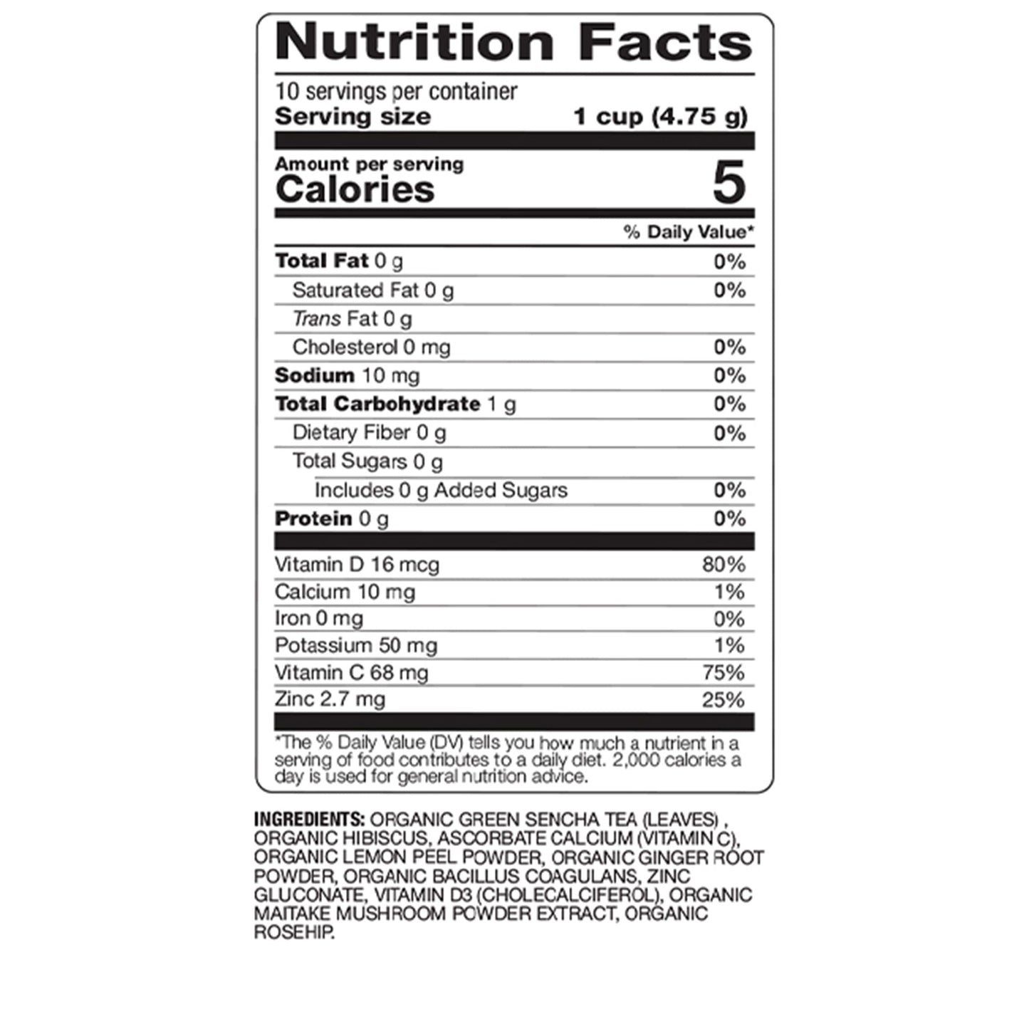 BareOrganics DAILY DEFENSE TEA (Organic) with superfoods and Probiotics  10ct single serve Cups