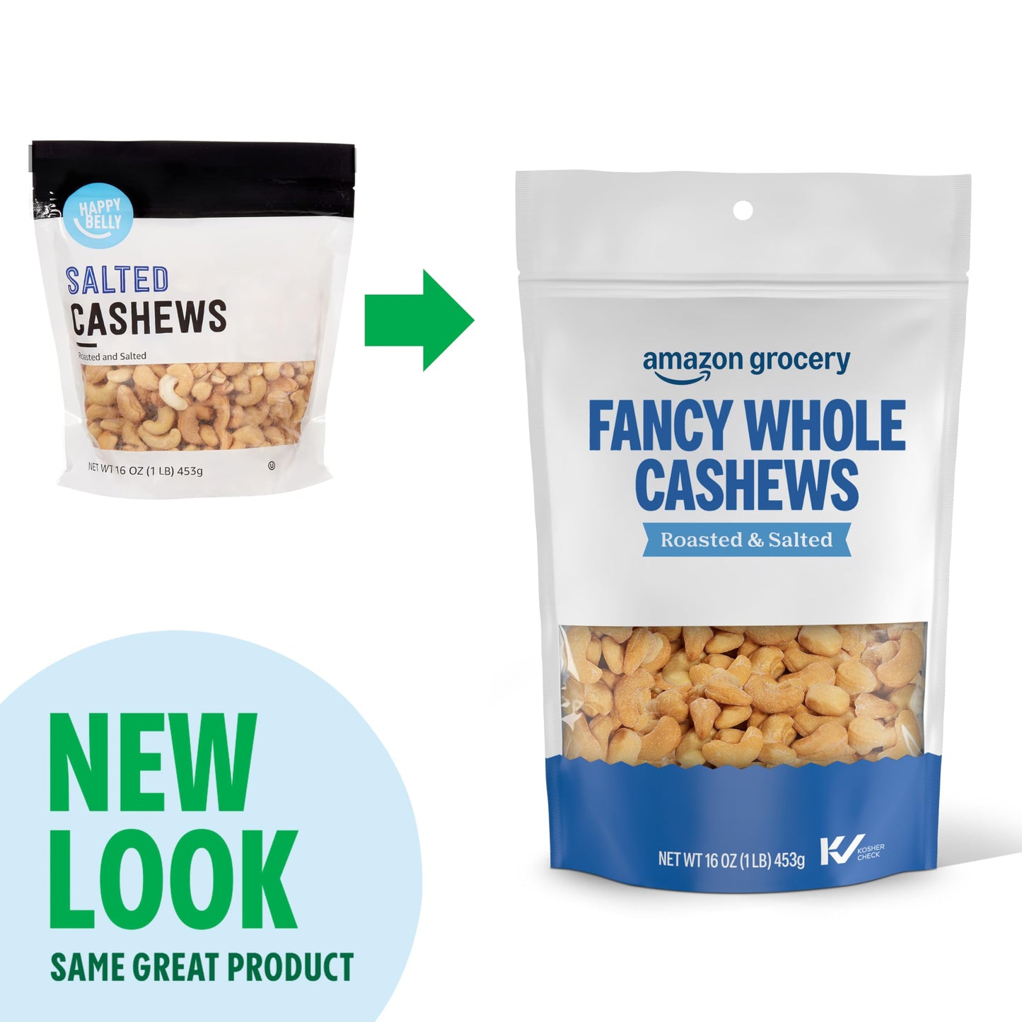 large online retailer Brand - Happy Belly Cashews  Roasted & Salted  16 Ounce