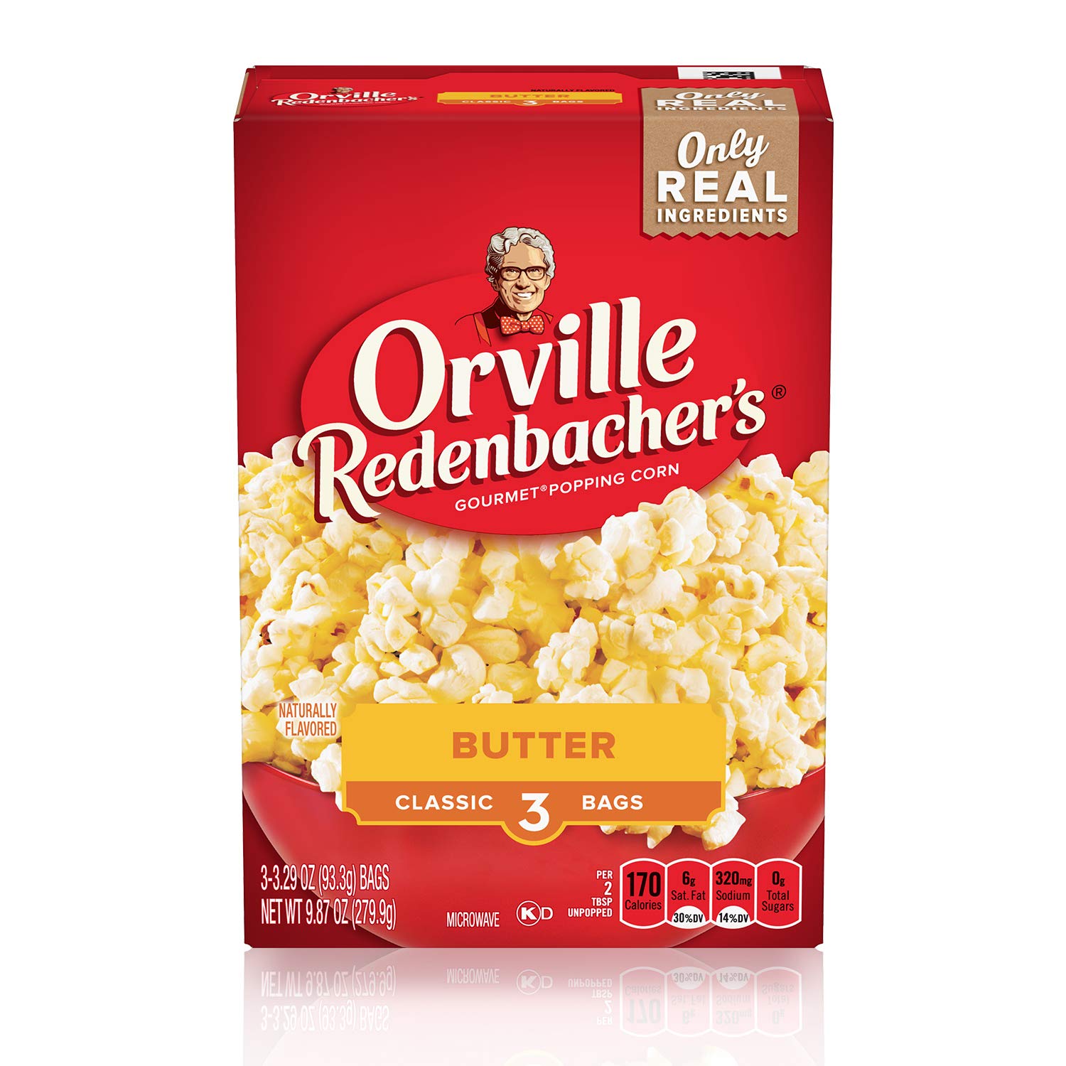 Orville Redenbachers Butter Flavored Microwave Popcorn, Gluten Free, 3 Count Popcorn Bags (12 Boxes)