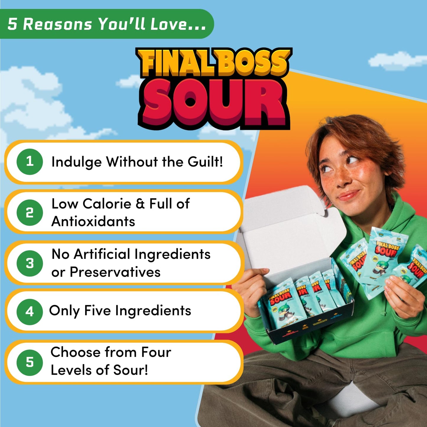 FINAL BOSS Sour Candy Minipacks - Extreme Sour Fruit Chews, 3 Pack, Low Calorie Snack