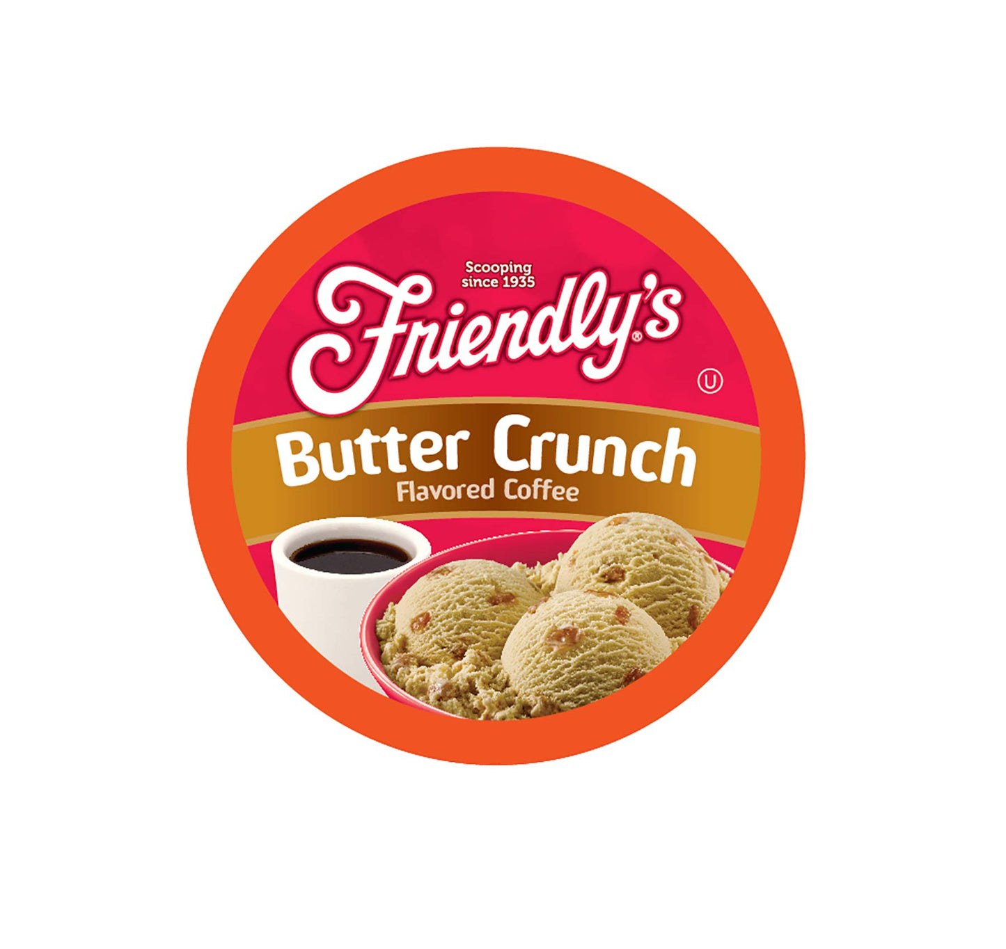 Friendlys Flavored Ice Cream Coffee Pods, Butter Crunch, 40 Count, Compatible with Keurig K Cup Brewers
