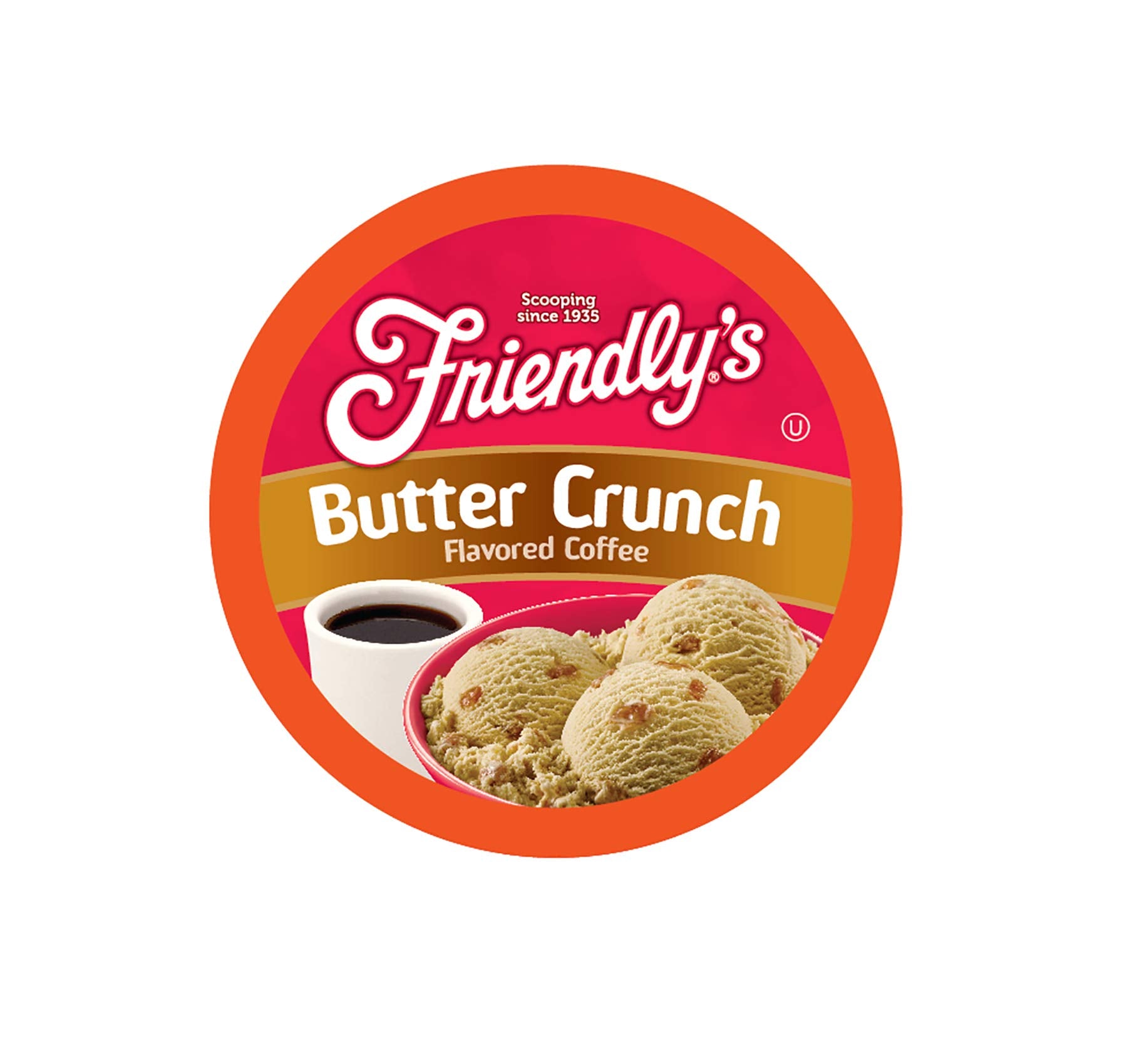 Friendlys Flavored Ice Cream Coffee Pods, Butter Crunch, 40 Count, Compatible with Keurig K Cup Brewers