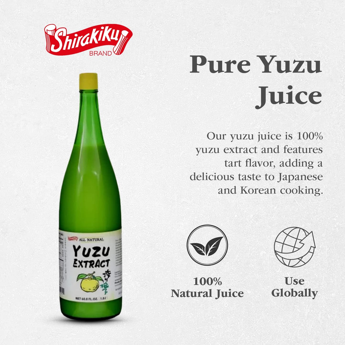 Shirakiku Yuzu Extract | Pure Japanese Yuzu Juice | Versatile Yuzu Extract Used For Baking, Food Flavoring And Asian Drink Mixture | Sweet & Tangy Citrus Flavor | - 60.8 Fl Oz