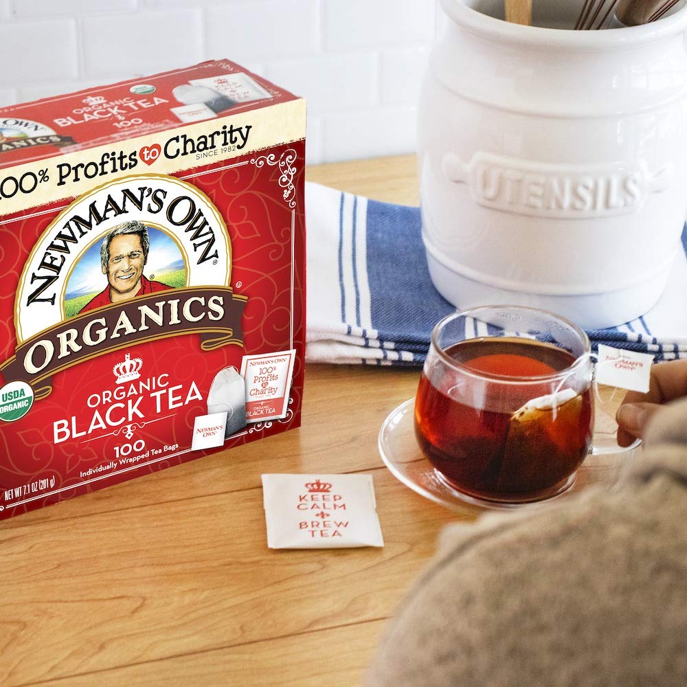 Newmans Own Organics 100 Individually Wrapped Tea Bags, Black Tea, 100 Teabags (Pack of 5)