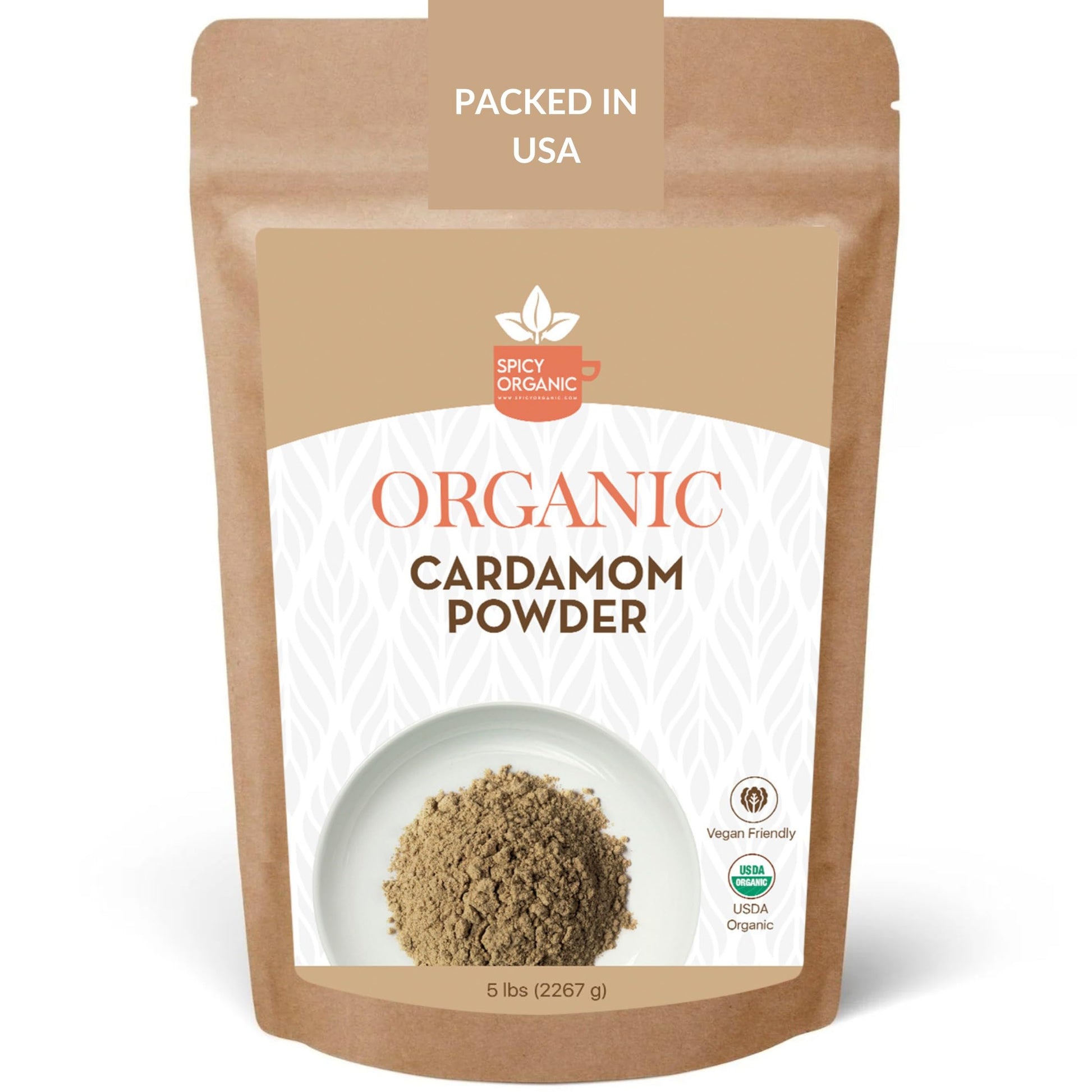 SPICY ORGANIC Ground Cardamom Powder – USDA Certified Organic, Non-GMO, 5 lbs. (80 Ounce) for Cooking, Baking, and Tea