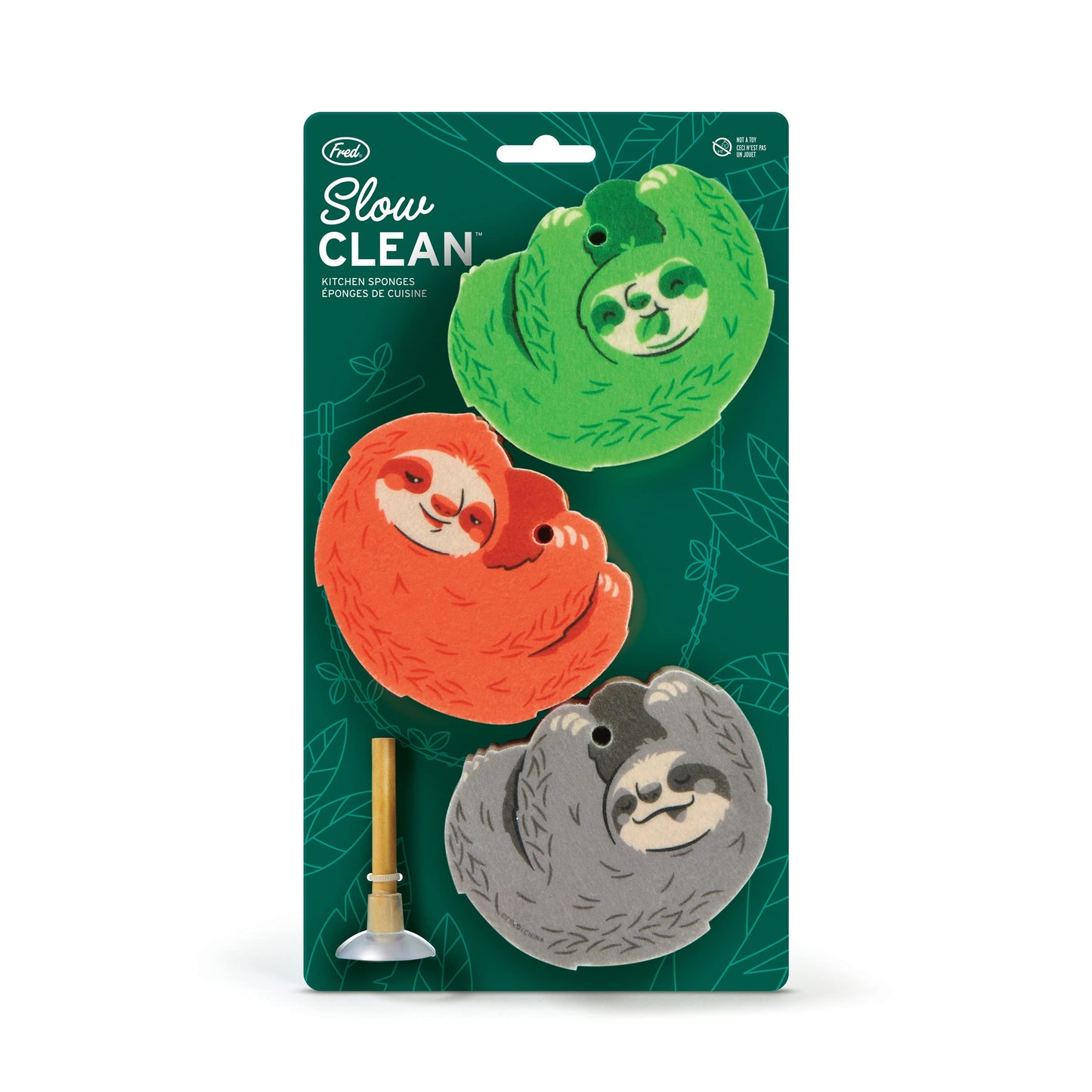 Genuine Fred, Slow Clean, Sloth Kitchen Sponges, Set Of 3, Multicolored (5293123)