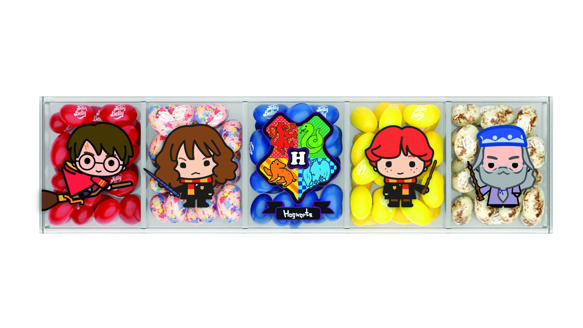 Jelly Belly Harry Potter 5 Flavor Clear Gift Box 4 Oz with Jelly Bean flavors inspired by the Wizarding World of Hogwarts