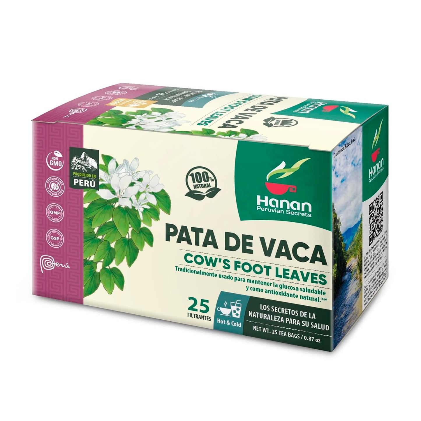 HANAN PERUVIAN SECRETS Cows Foot Tea - 100% All-Natural Bauhinia forficata - 75 Count (Pack of 3)