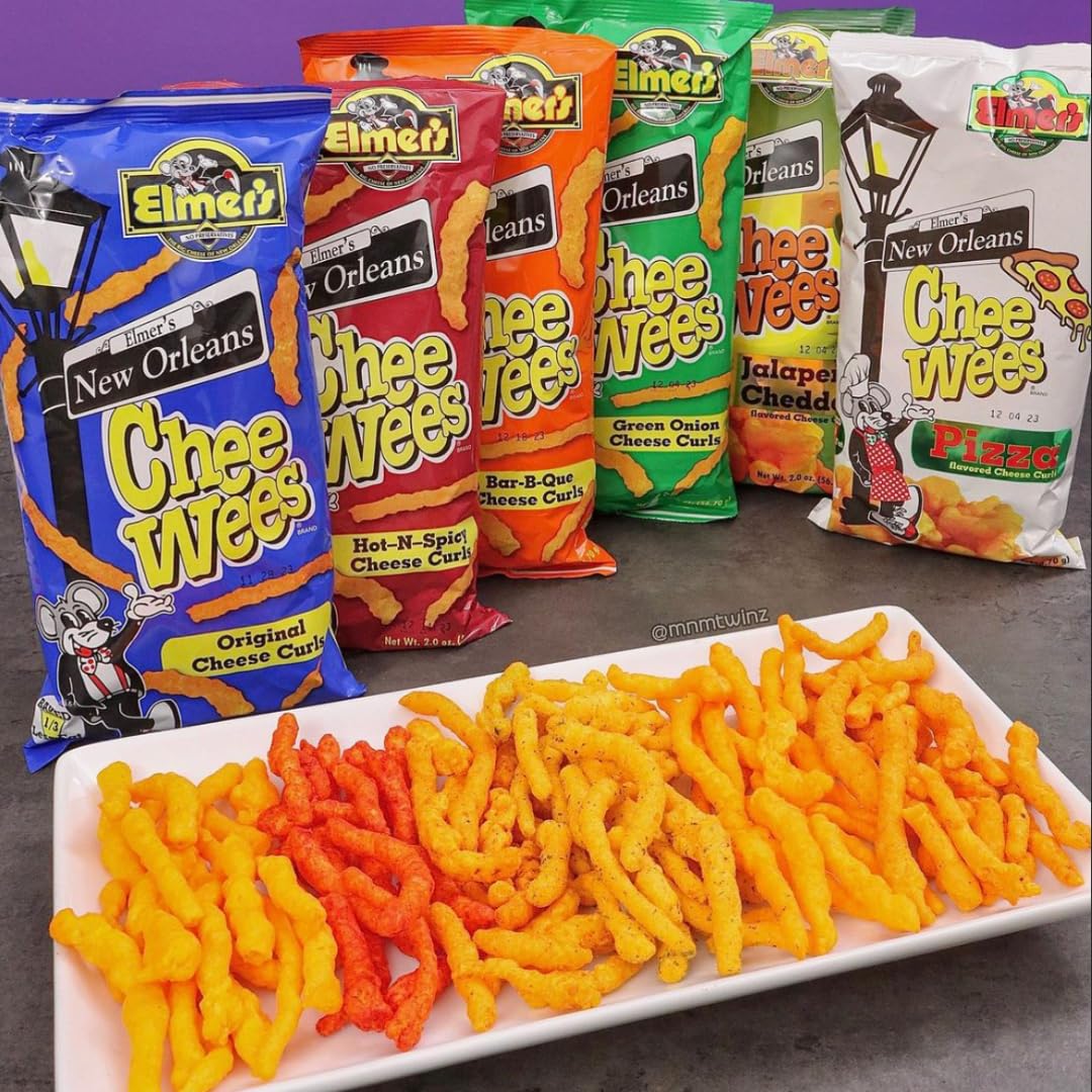 Elmer'S New Orleans Chee-Wee'S, Authentic Nola Bbq Flavor, Irresistible Crunchy Snack Delight 2 Oz Bags, Pack Of 6