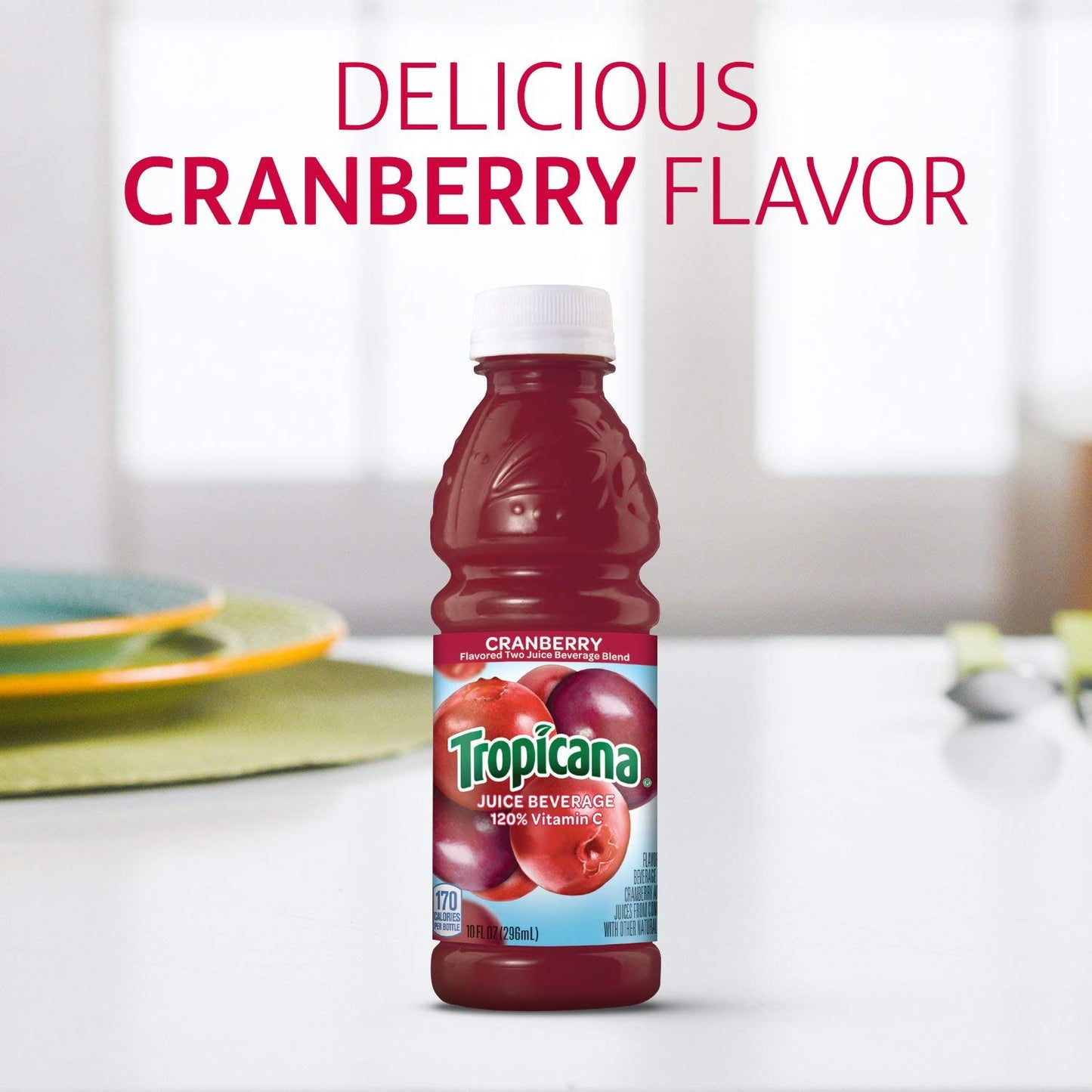 Tropicana Cranberry Juice Beverage, Single Serve, 10 Fl Oz Bottles (Pack Of 24) - Real Fruit Juice, Vitamin C Rich, No Added Sugars, No Artificial Flavors