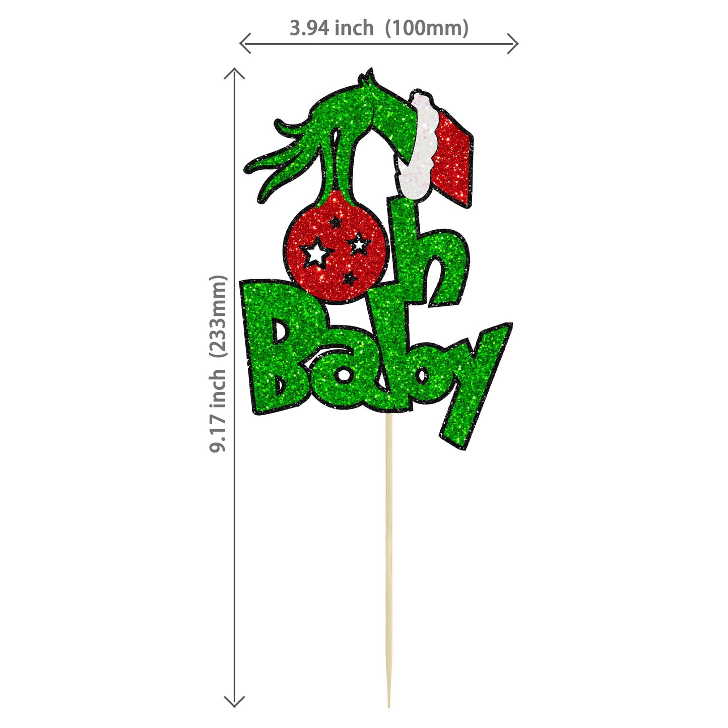 1Pcs Greench Christmas Oh Baby Cake Topper Glitter Baby Shower Gerinchhmas Cake Pick Decorations For Greench Christmas Theme Bab