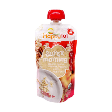 Happy Tot Organics Super Morning Stage 4, Apple Cinnamon, Yogurt, & Oats + Super Chia, 4 Ounce (Pack Of 1)