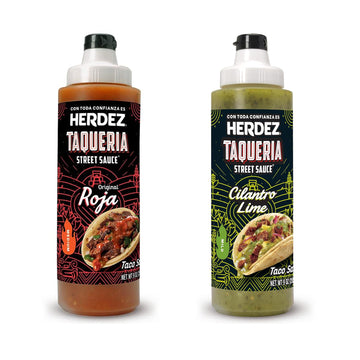 Herdez Taqueria Street Sauce Variety Pack - Original Cilantro Lime & Original Roja, 9.3 oz Each - Authentic Mexican Taco Sauce