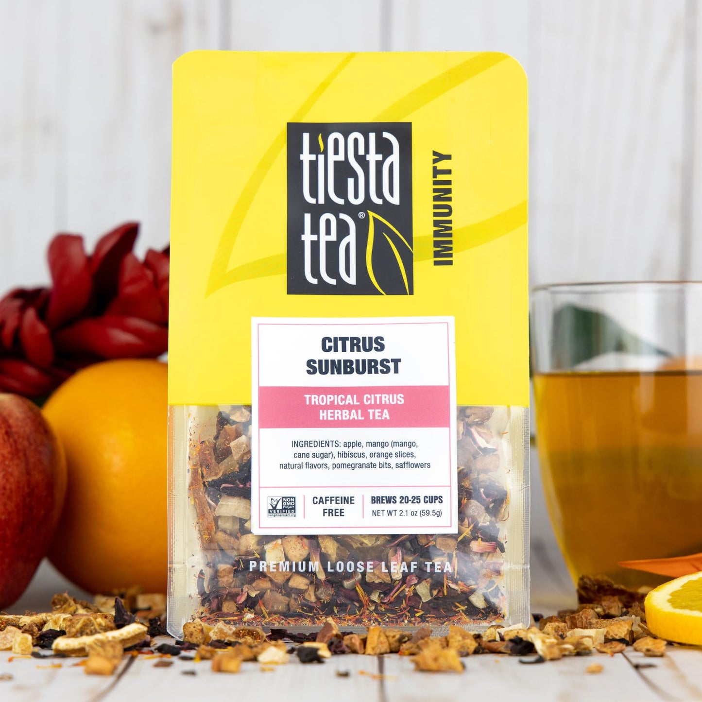Tiesta Tea Loose Leaf Herbal Tea - Citrus Sunburst, Non-Caffeinated, 2.1 Ounce Pouch, 25 Cups