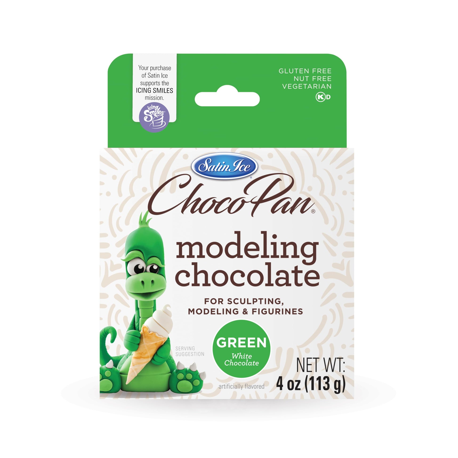 Satin Ice ChocoPan Green Modeling Chocolate (4 Ounce) For Cake Decorating