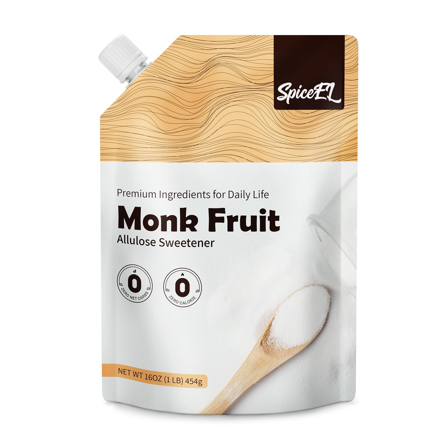 SPICEEL Monk Fruit Sweetener - White Sugar Substitute, Gluten Free, Vegan, 1lb