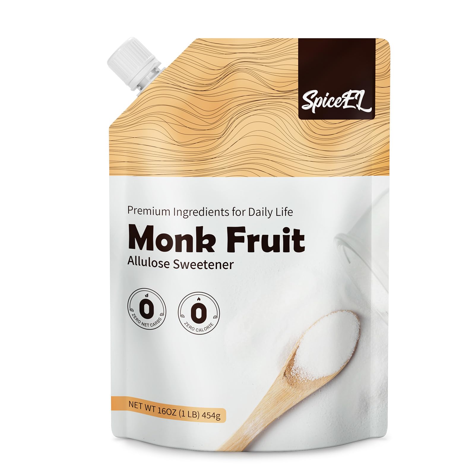 SPICEEL Monk Fruit Sweetener - White Sugar Substitute, Gluten Free, Vegan, 1lb