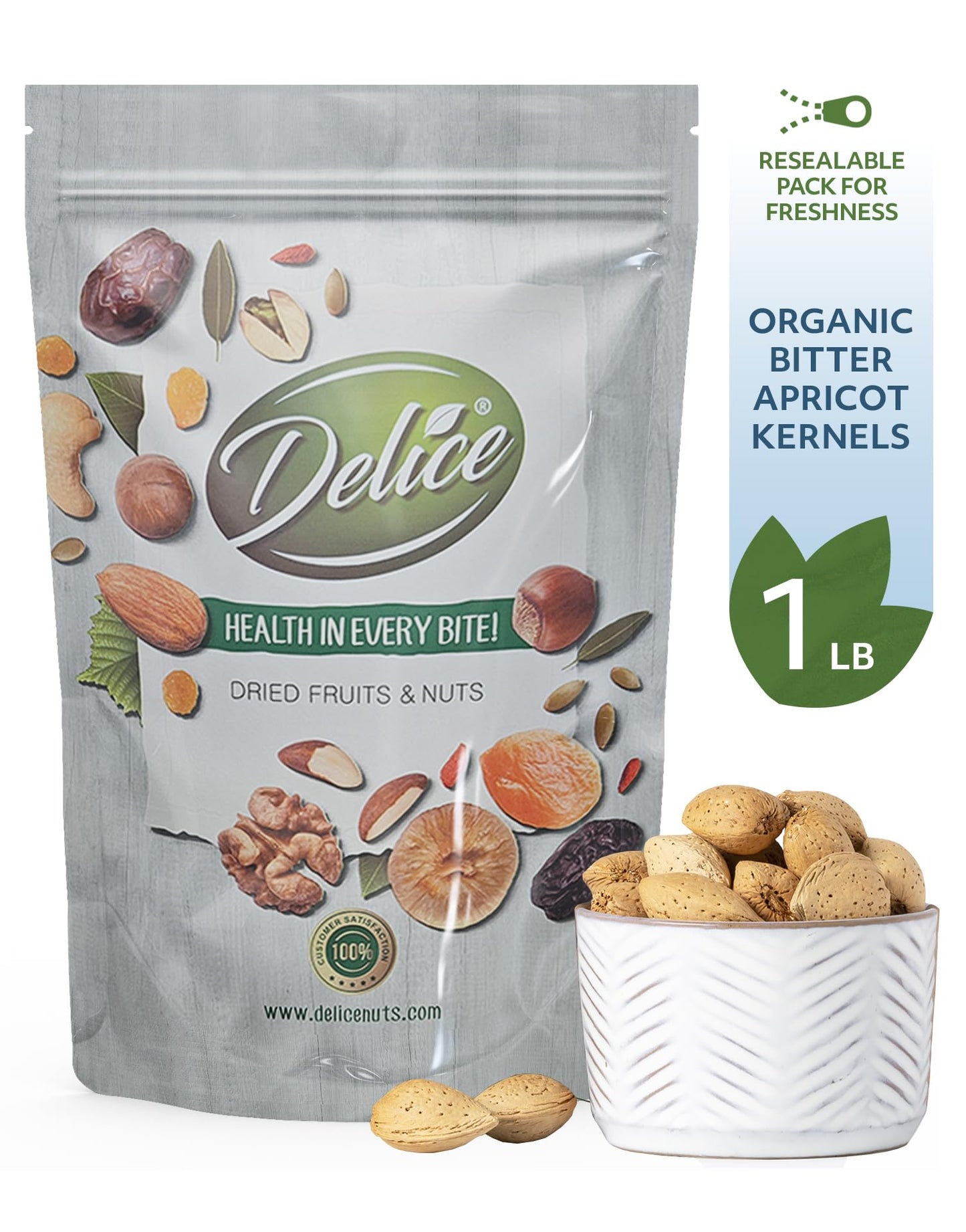 Delice Almonds In Shell - Raw, Unsalted, 1 Pound Resealable Bag - Fresh and Easy to