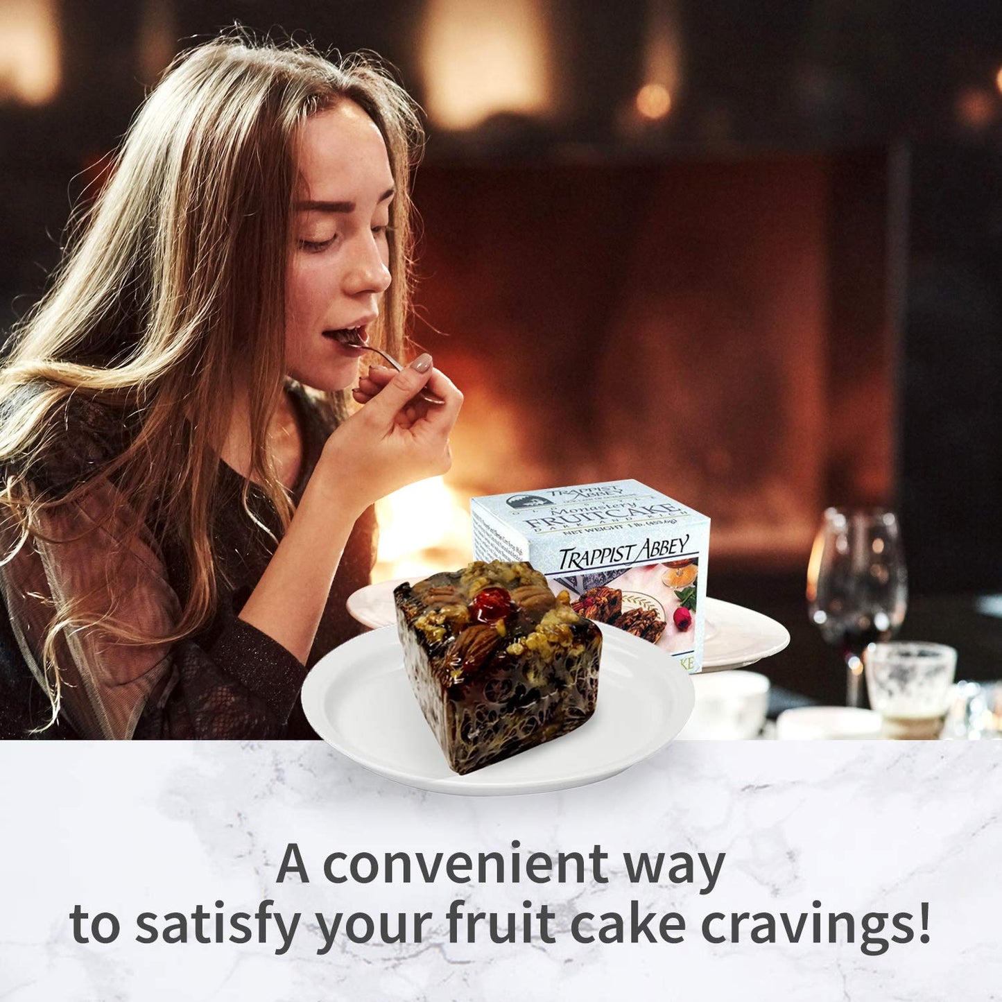 Trappist Abbey Fruitcake - Traditional Christmas Cake with Candied Fruits & Nuts, Soaked in Brandy, 16 Ounce