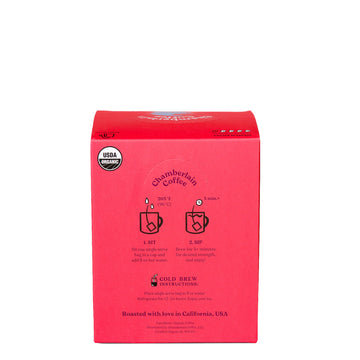 Chamberlain Coffee Social Dog Blend Cold Brew Singles - Full Bodied, Medium Roast Organic Coffee Single Serve Bags With Notes Of Sweet Milk Chocolate, Roasted Peanuts, Velvety Brown Sugar & Graham