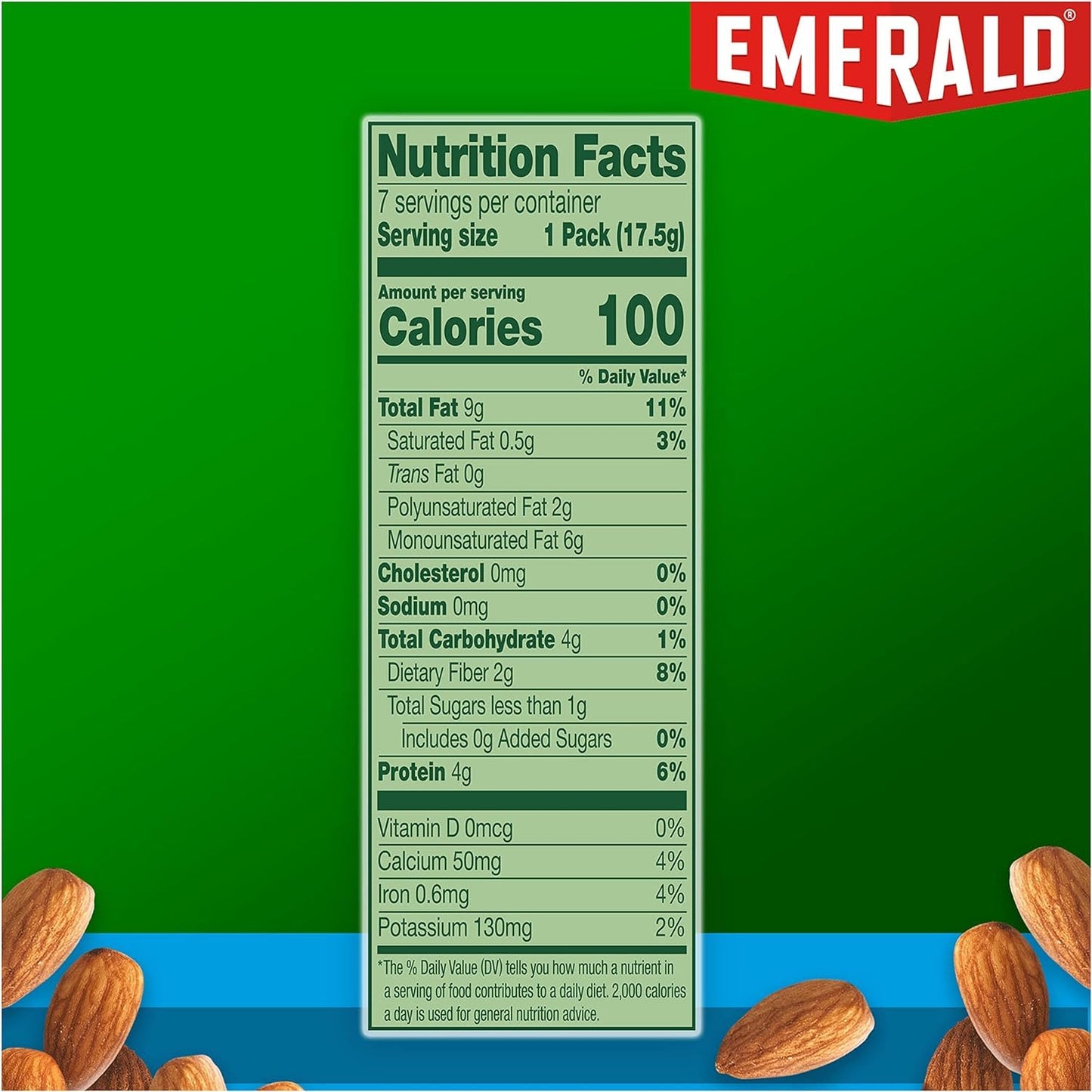 Emerald Nuts Whole Almonds, 100-Calorie Individual Packs 7Ct, 4.34 Oz (Pack Of 4)