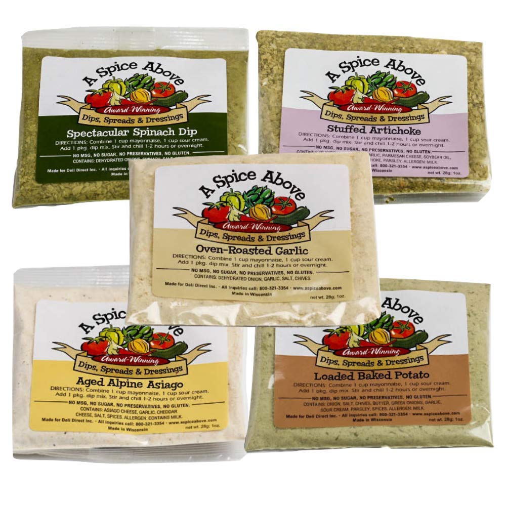 A Blend Above Gourmet Food Products Variety Dips 5 Pack - Gluten-Free, No MSG, Easy to Make, 1 Ounce (Pack of 5)