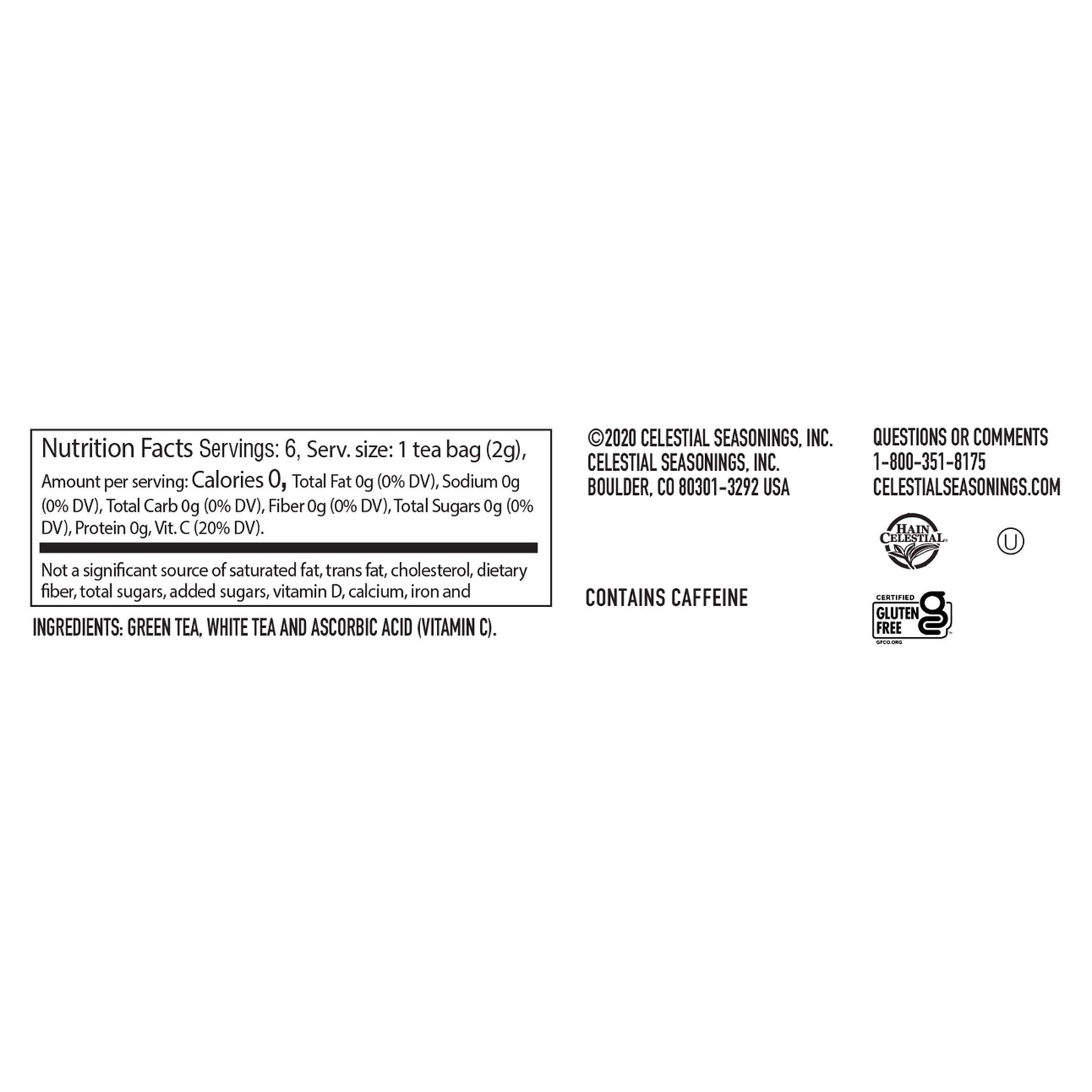 Celestial Seasonings Authentic Green Tea, 6 Count