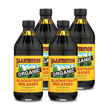 Plantation Organic Blackstrap Molasses, 15 oz, 4 Pack