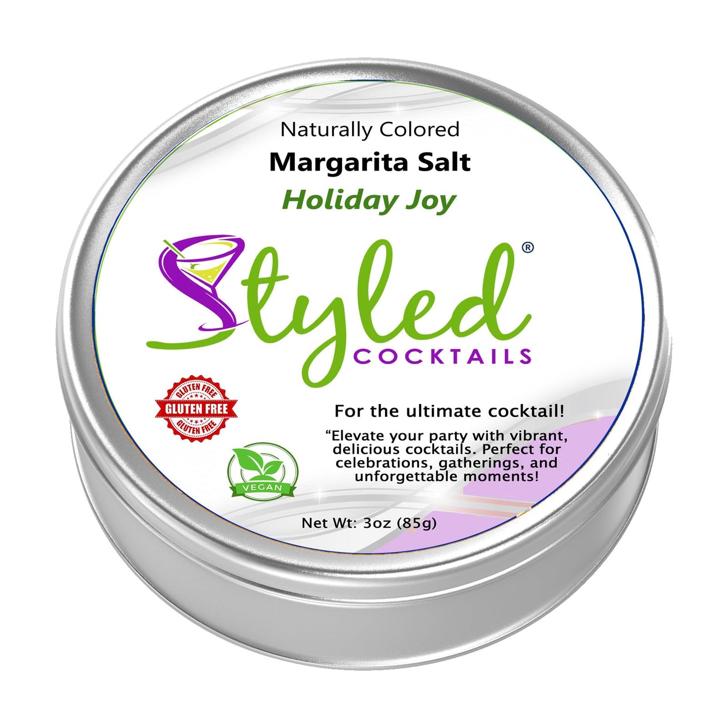 Styled Cocktails Margarita Salt - Premium Rimming Salt for Cocktails - 3oz Gift Tin