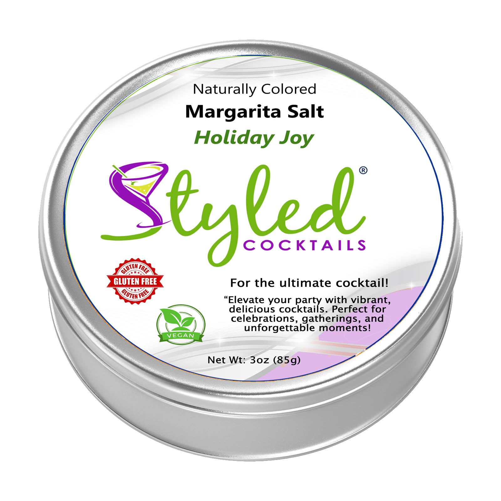 Styled Cocktails Margarita Salt - Premium Rimming Salt for Cocktails - 3oz Gift Tin