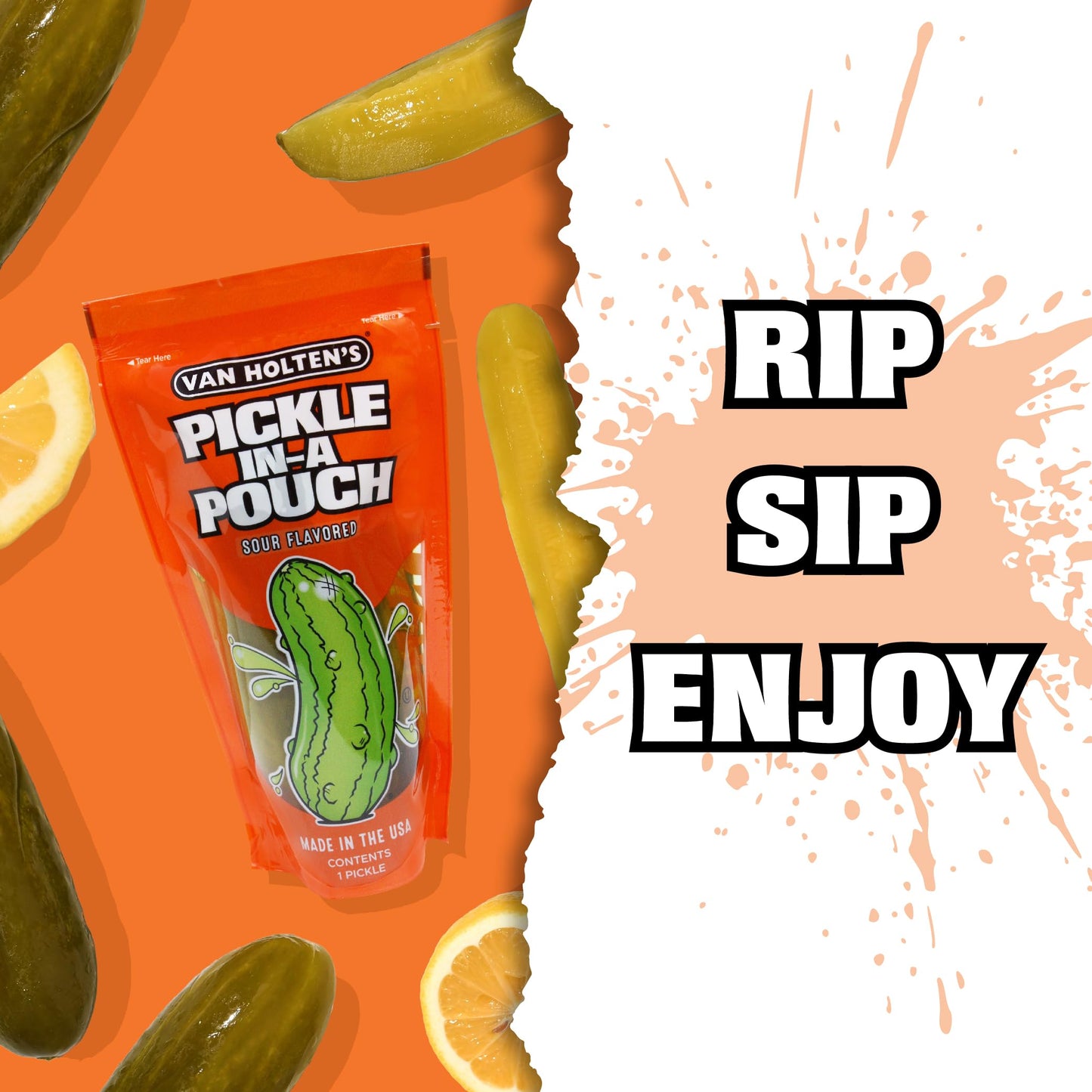 Van Holtens Pickles Jumbo Sour Pickle-In-A-Pouch 12 Count Pack
