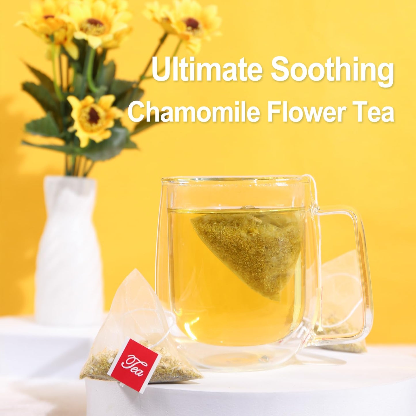 FullChea Chamomile Tea Bags - 50 Count, Caffeine-Free Herbal Tea for Relaxation, Non-GMO, Supports Digestion and Immune System