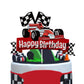 EQ EvaIrisQing Glitter Race Car Cake Topper - Racing Car Theme Party Supplies, Paper Material, Happy Birthday Decor for Boys and Girls