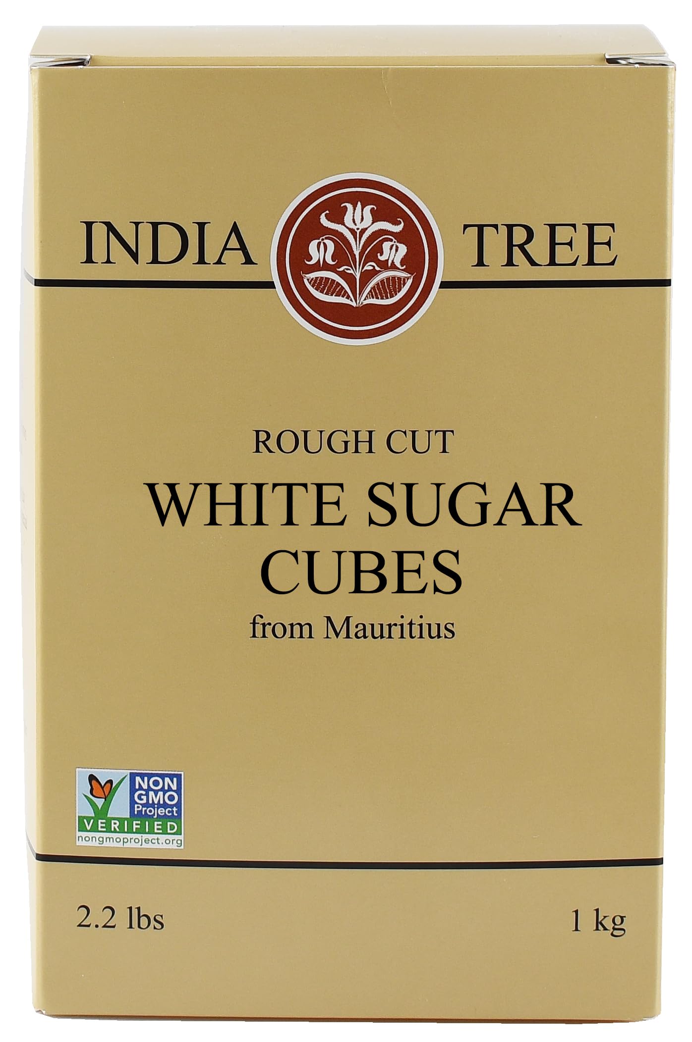 India Tree Rough Cut Mauritius White Sugar Cubes, 2.2 Pound Box, Unrefined Sugar Cube, Kosher, Non GMO