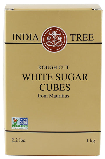 India Tree Rough Cut Mauritius White Sugar Cubes, 2.2 Pound Box, Unrefined Sugar Cube, Kosher, Non GMO
