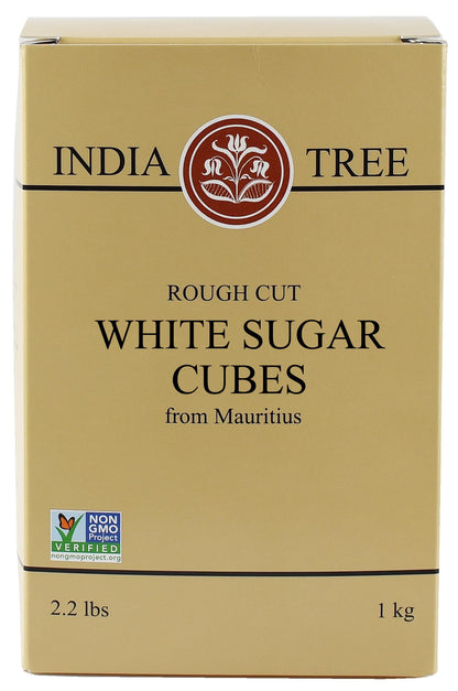 India Tree Rough Cut Mauritius White Sugar Cubes, 2.2 Pound Box, Unrefined Sugar Cube, Kosher, Non GMO