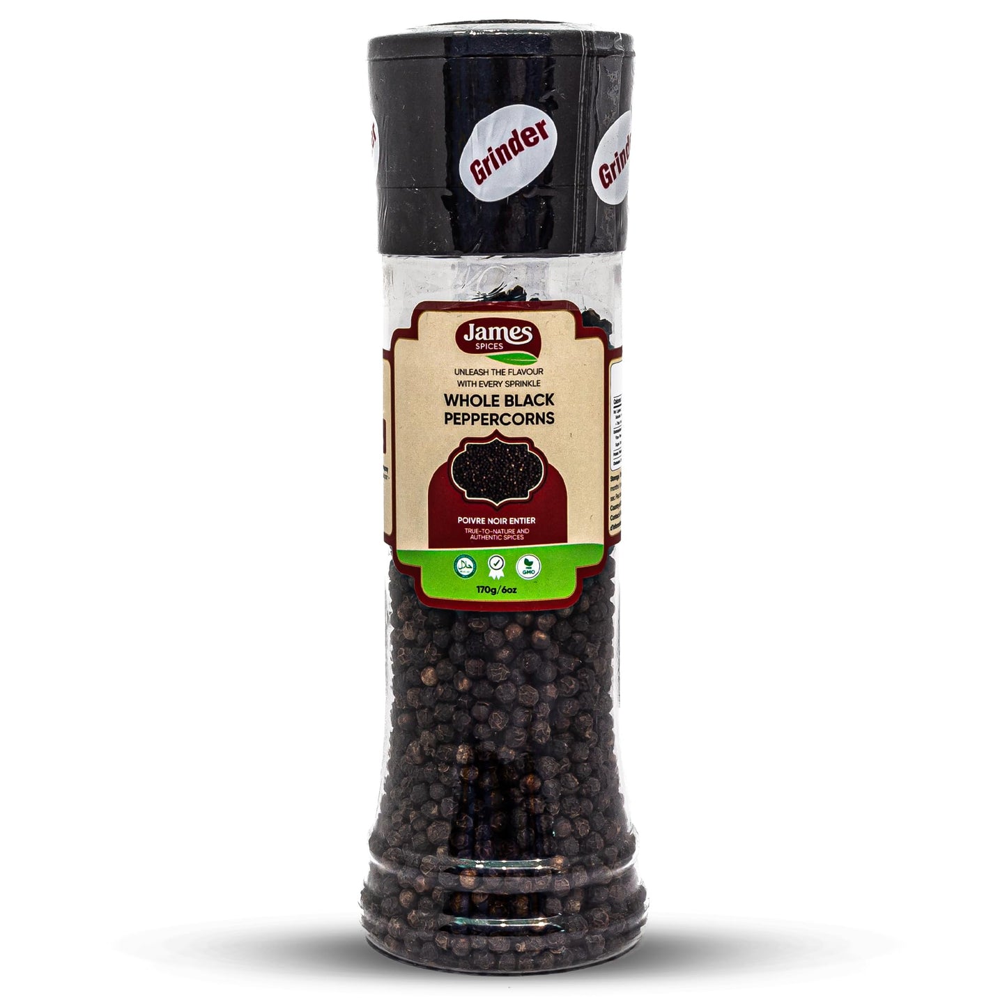 James Spices Inc. Black Pepper (Black peppercorn with grinder)