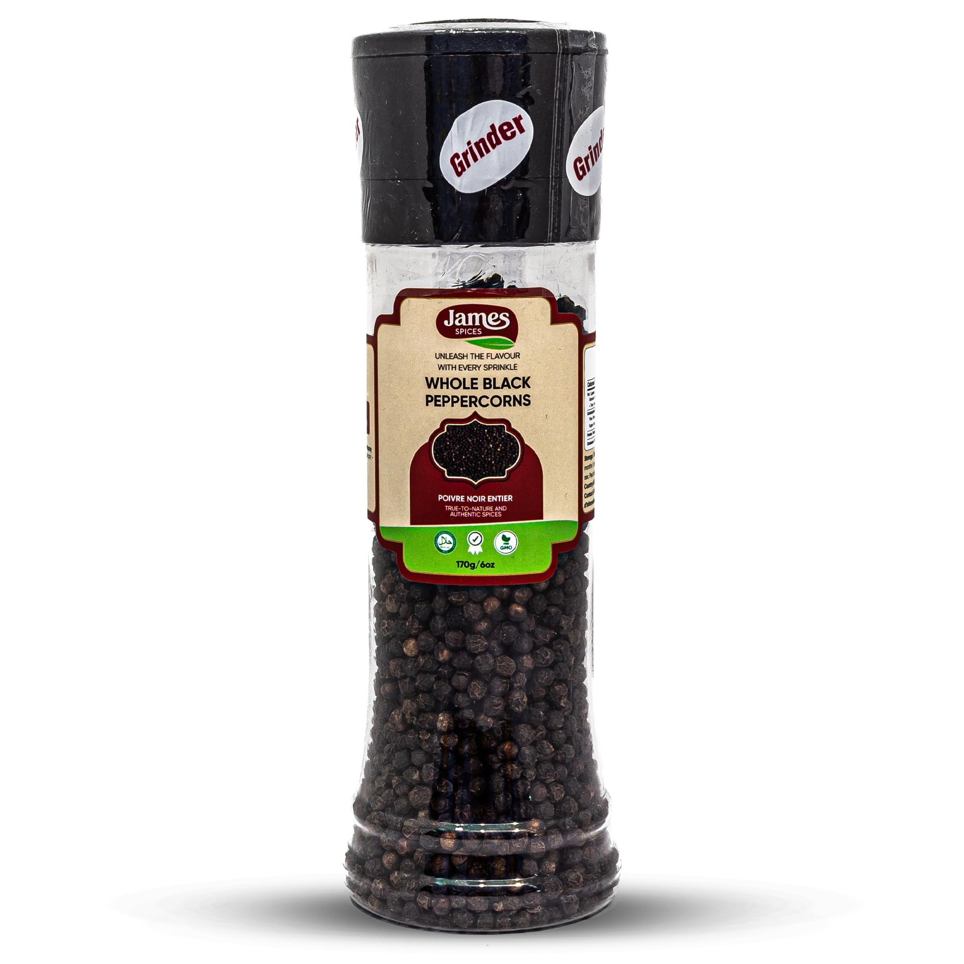 James Spices Inc. Black Pepper (Black peppercorn with grinder)