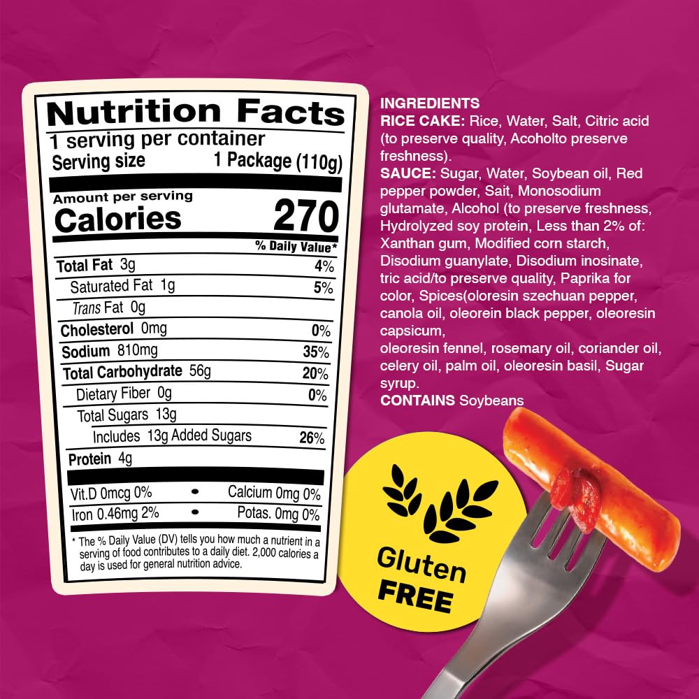 O'Food Mala Cup Tteokbokki Pack Of 6, Numbing & Spicy Sichuan Pepper Flavor, Gluten-Free Korean Rice Cakes, Microwaveable & Inst